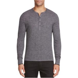 Rag & Bone Merino Wool Henley Sweater Gray Size XL Slim Fit EUC